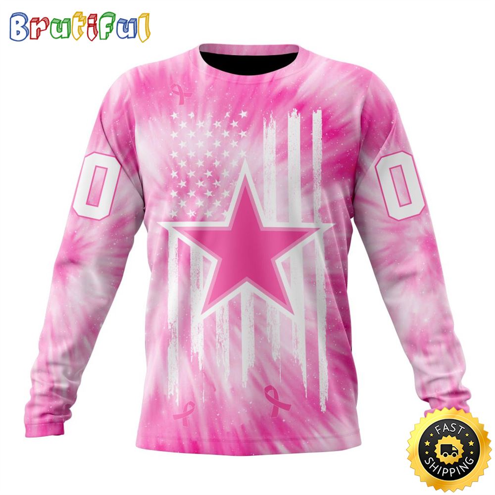Personalized Nfl Dallas Cowboys Crewneck Sweatshirt Special Pink Tie-Dye Unisex Sweatshirt