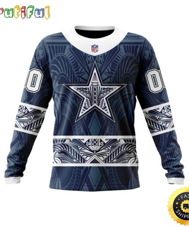 Personalized Nfl Dallas Cowboys Crewneck Sweatshirt Specialized Native With Samoa Culture For Football Fans