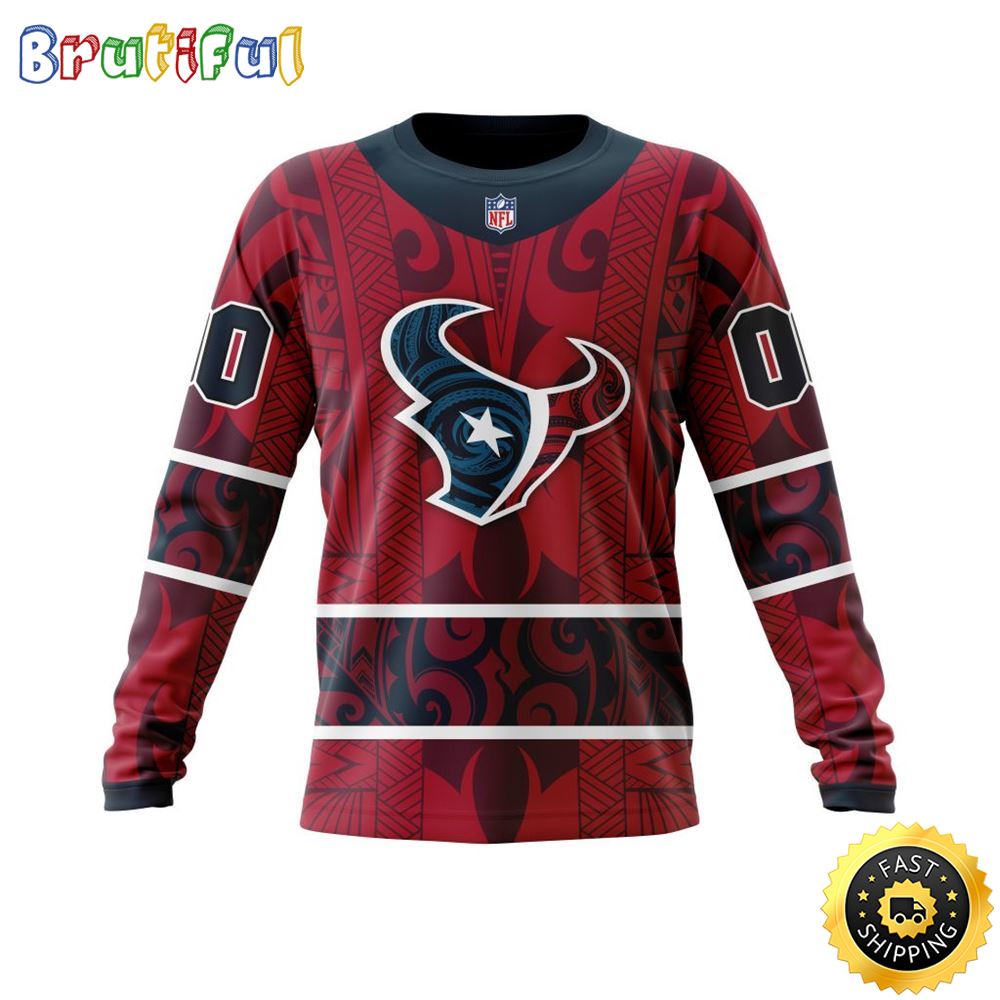 Personalized Nfl Houston Texans Crewneck Sweatshirt Specialized Native With Samoa Culture For Football Fans