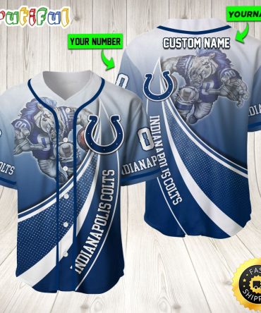 Personalized Nfl Indianapolis Colts Baseball Jersey Mascot Art