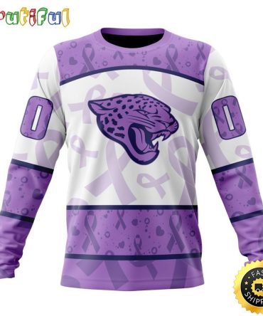 Personalized Nfl Jacksonville Jaguars Crewneck Sweatshirt Special Lavender Fights Cancer Unisex Sweatshirt