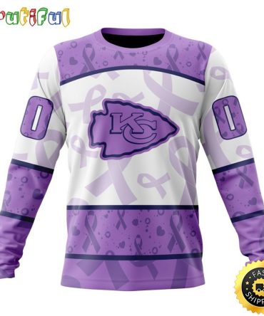 Personalized Nfl Kansas City Chiefs Crewneck Sweatshirt Special Lavender Fights Cancer Unisex Sweatshirt