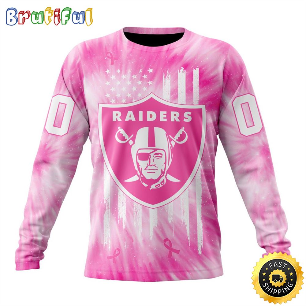Personalized Nfl Las Vegas Raiders Crewneck Sweatshirt Special Pink Tie-Dye Unisex Sweatshirt