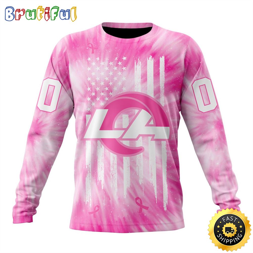 Personalized Nfl Los Angeles Rams Crewneck Sweatshirt Special Pink Tie-Dye Unisex Sweatshirt