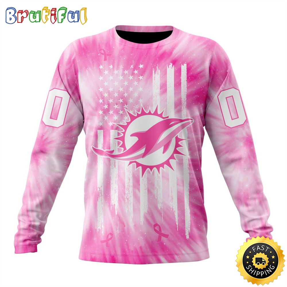 Personalized Nfl Miami Dolphins Crewneck Sweatshirt Special Pink Tie-Dye Unisex Sweatshirt