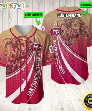 Personalized Nfl San Francisco 49Ers Baseball Jersey Mascot Art