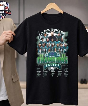 Philadelphia Eagles 2025 Nfc East Champions Back To Back Signatures T-Shirt