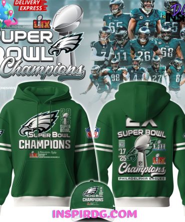 Philadelphia Eagles 2025 Super Bowl Lix Champions All Over Print Hoodie, 3D Hoodie
