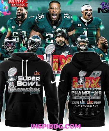 Philadelphia Eagles Super Bowl Lix Champions Black All Over Print Hoodie, 3D Hoodie