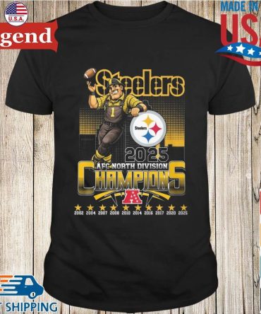Pittsburgh Steelers Afc North Division Champions 2002-2025 Skyline Gold T-Shirt