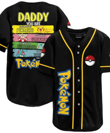 Pokémon Dad Baseball Jersey - Fun Pikachu, Bulbasaur & More Design For Father'S Day