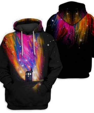 Doctor Who Hoodie Police Box Doctor Who Tardis Galaxy T-Shirt Black Unisex