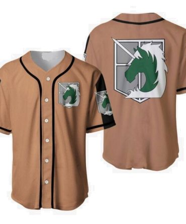 Unisex Tan Unicorn Crest Baseball Jersey - Stylish Anime-Inspired Sportswear