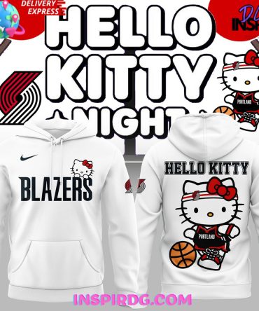 Portland Trail Blazers Hello Kitty 2025 White All Over Print Hoodie, 3D Hoodie