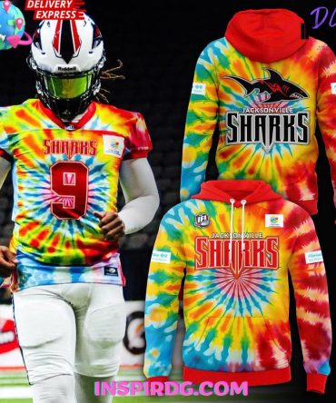Jacksonville Sharks Tie-Dye 2025 All Over Print Hoodie