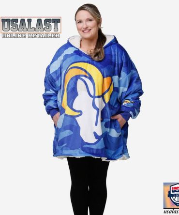 Los Angeles Rams Camo Fleece Oodie, Blanket Hoodie Hooded Blanket