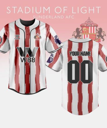 Customize Your Sunderland Afc Baseball Jersey - Personalize Name & Number - Official Striped Design