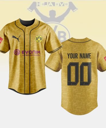 Customize Your Borussia Dortmund Gold Jersey - Personalize Name & Number - Official Bvb Merchandise