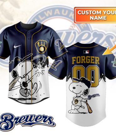 Custom Milwaukee Brewers Jersey - Personalized Snoopy Design, Perfect Gift For Fans!
