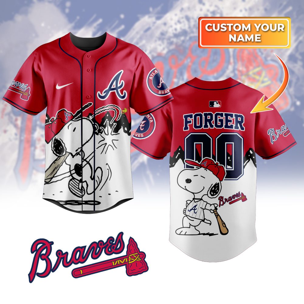 Customizable Braves Jersey With Snoopy Design - Add Your Name For A Unique Look!