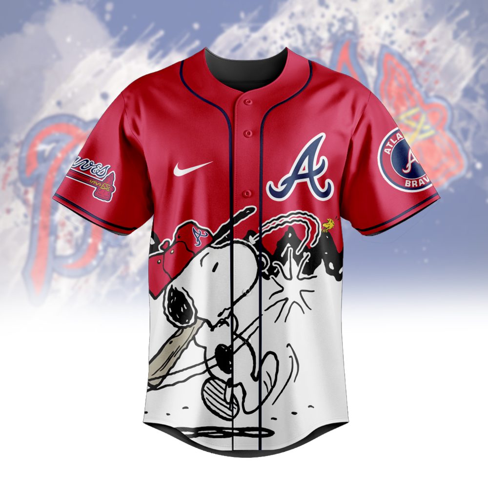 Customizable Braves Jersey With Snoopy Design - Add Your Name For A Unique Look! - Image 2
