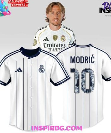 Real Madrid Modrić #10 Pinstripe Edition Baseball Jersey