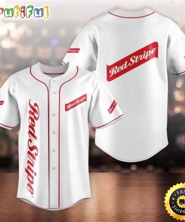 Red Stripe Beer Baseball Jersey Shirt
