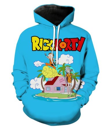Dragon Ball T-Shirt Rick And Morty Crossover Dragon Ball Blue T-Shirt Hoodie Fll Size