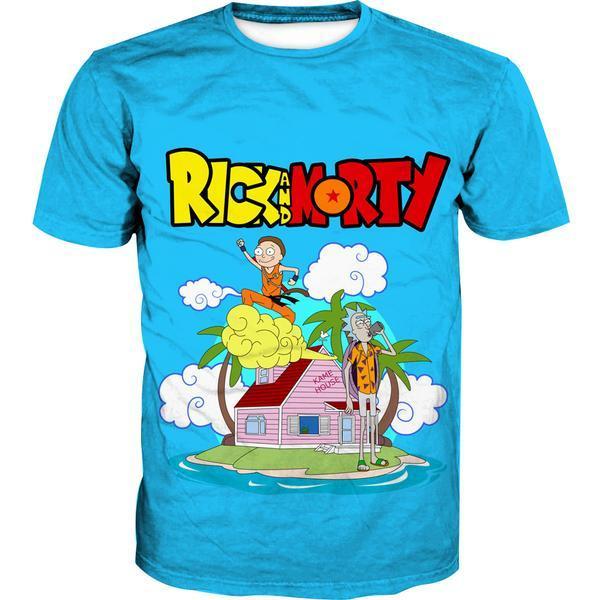 Dragon Ball T-Shirt Rick And Morty Crossover Dragon Ball Blue T-Shirt Hoodie Fll Size - Image 2