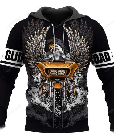 Motorcycle Hoodie Road Glide Motorcycle Eagle T-Shirt Black Unisex