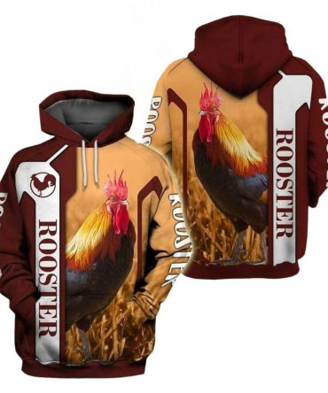 Chicken Hoodie Chicken Rooster Graphic Silhouette Hoodie Brown Unisex