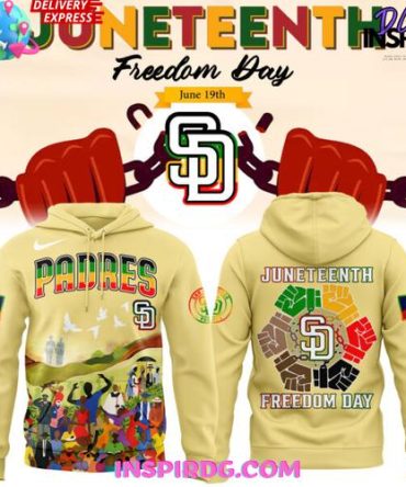 San Diego Padres Juneteenth Freedom Day 2025 All Over Print Hoodie
