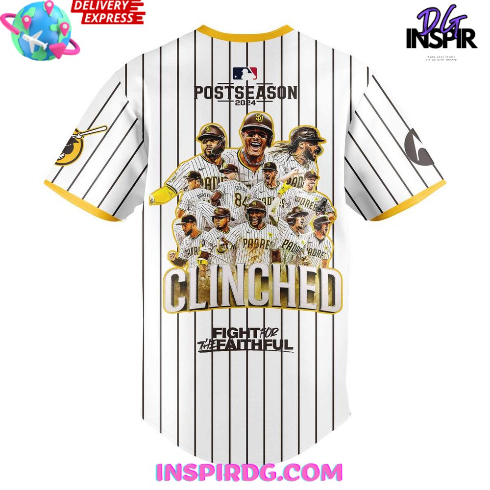 San Diego Padres October Ready Clinched 2024 Stripe Baseball Jersey - Image 3