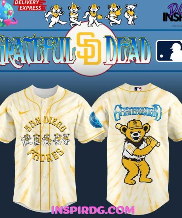 San Diego Padres X Grateful Dead Dancing Bear Gold Baseball Jersey