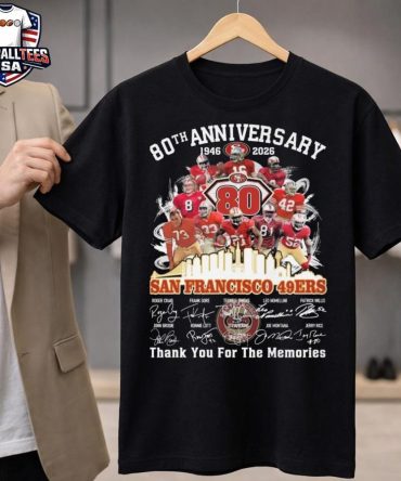 San Francisco 49Ers Skyline 80Th Anniversary 1946-2026 Players Signatures Thank You For The Memories Unisex Shirt