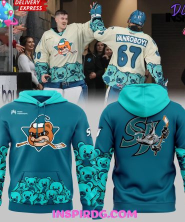 San Jose Barracuda Teddy Bear Special Blue Hoodie