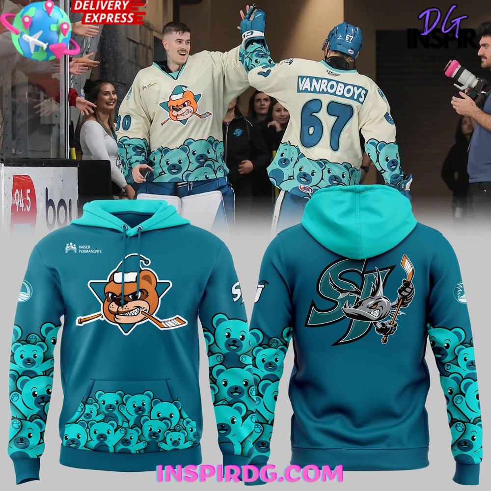 San Jose Barracuda Teddy Bear Special Blue Hoodie