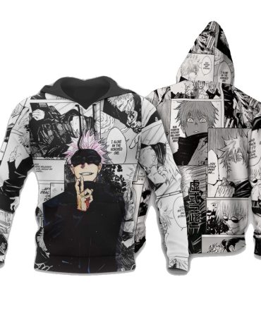 Jujutsu Kaisen Hoodie Satoru Gojo Manga Style Hoodie Black White Unisex