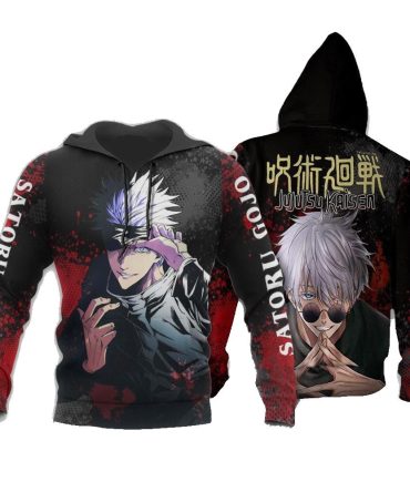 Jujutsu Kaisen Hoodie Jujutsu Kaisen Satoru Gojo Sensei Hoodie Black Red Unisex