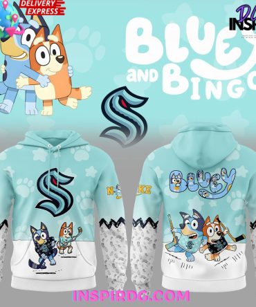 Seattle Kraken Bluey And Bingo Special All Over Print Hoodie, 3D Hoodie