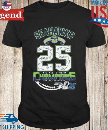 Seattle Seahawks 2025 13-3 Nfc West Division Champions Signatures T-Shirt