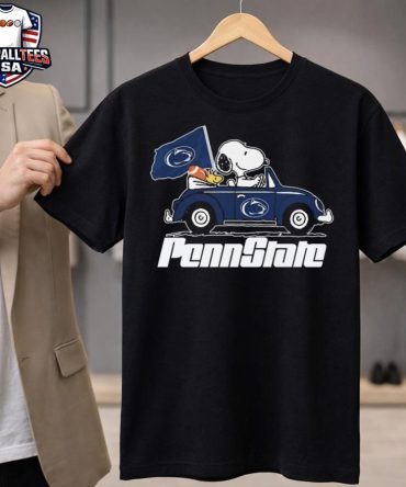 Snoopy And Woodstock Driving Car Penn State Nittany Lions Flag Unisex Shirt