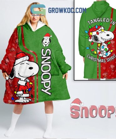 Snoopy Tangled In Christmas Spirit Pocket Christmas Costume Oodie Hoodie Blanket