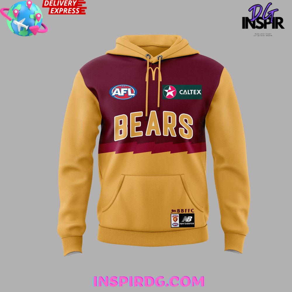 Special New Afl Brisbane Lions Red Gold Hoodie - Image 3
