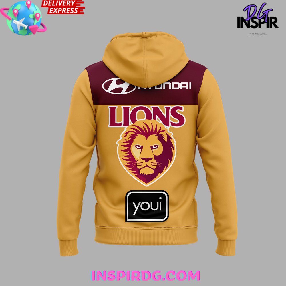 Special New Afl Brisbane Lions Red Gold Hoodie - Image 6