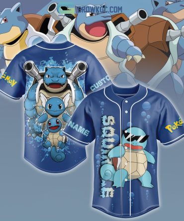 Custom Pokémon Baseball Jersey – Blastoise & Squirtle Design – Personalized Gift