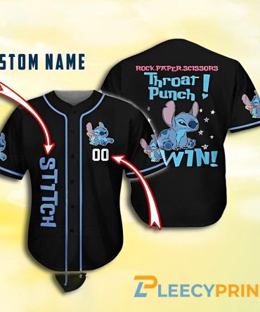 Customizable Stitch Baseball Jersey - Funny 'Throat Punch Win' Design - Perfect Gift!