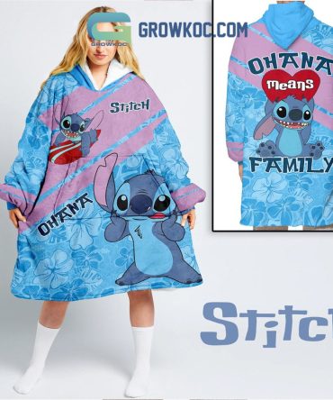 Stitch Ohana Means Family Oodie Hoodie Blanket