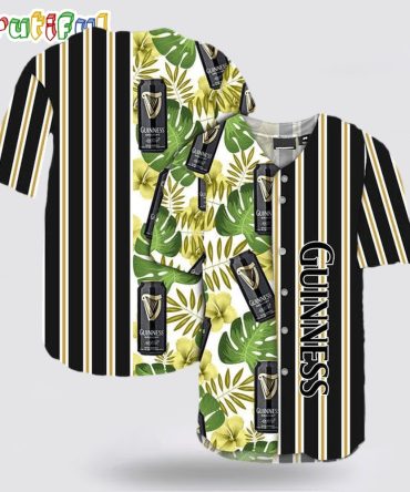 Striped Tropical Hawaii Guinness Beer Baseball Jersey