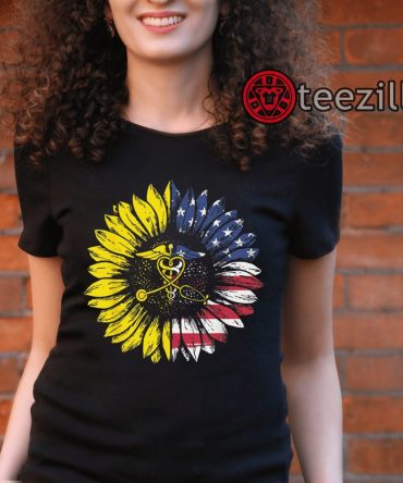 Sunflower American Flag Nurse Tshirt July 4Th Shirt Gift